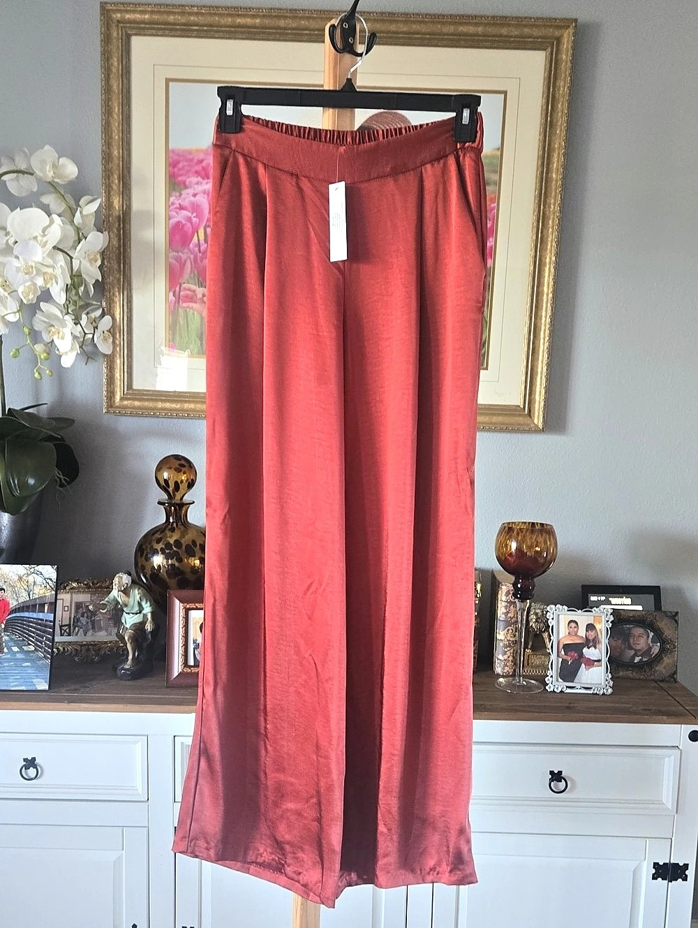 DREW Wide Leg Pants in Red Size Small NWT